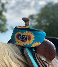 Load image into Gallery viewer, Teal Sunflower Saddle Pouch