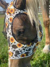 Load image into Gallery viewer, Cowhide Sunflower Fly Mask