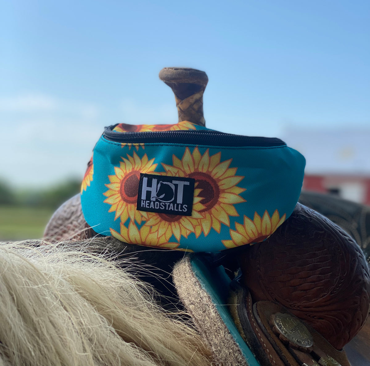 Teal Sunflower Saddle Pouch – Hot Headstalls