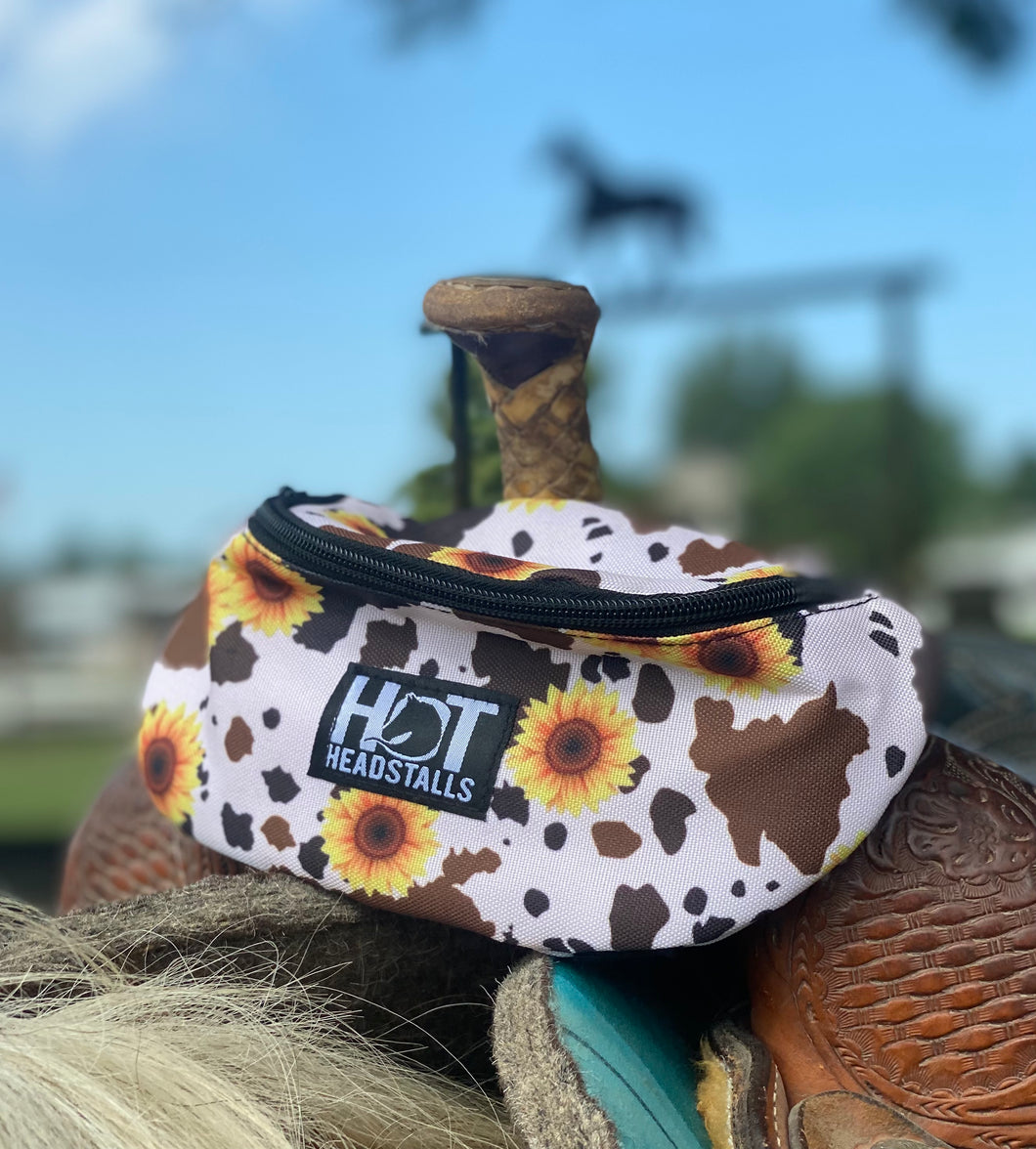 Cowhide Sunflower Saddle Pouch