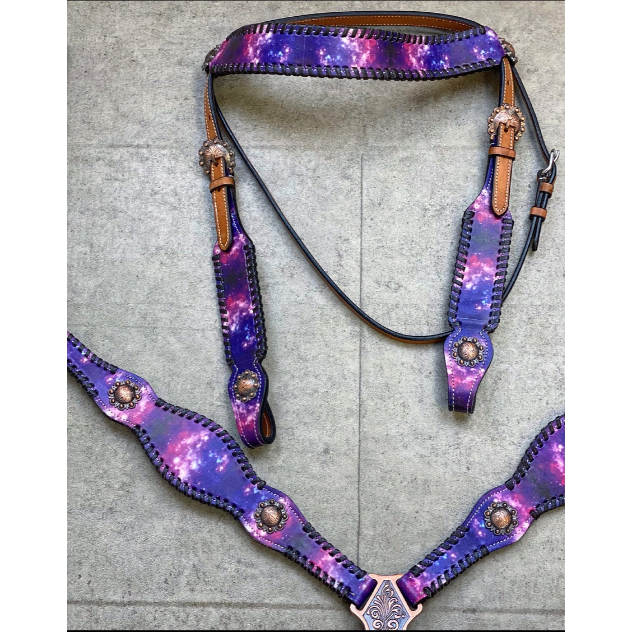 Teal Serape Headstall and Breast Collar Set