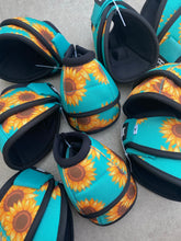 Load image into Gallery viewer, Teal Sunflower Bell Boots