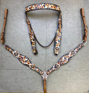 Cowhide Sunflower Leather Tack Set