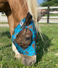 Load image into Gallery viewer, Blue Cowhide Fly Mask